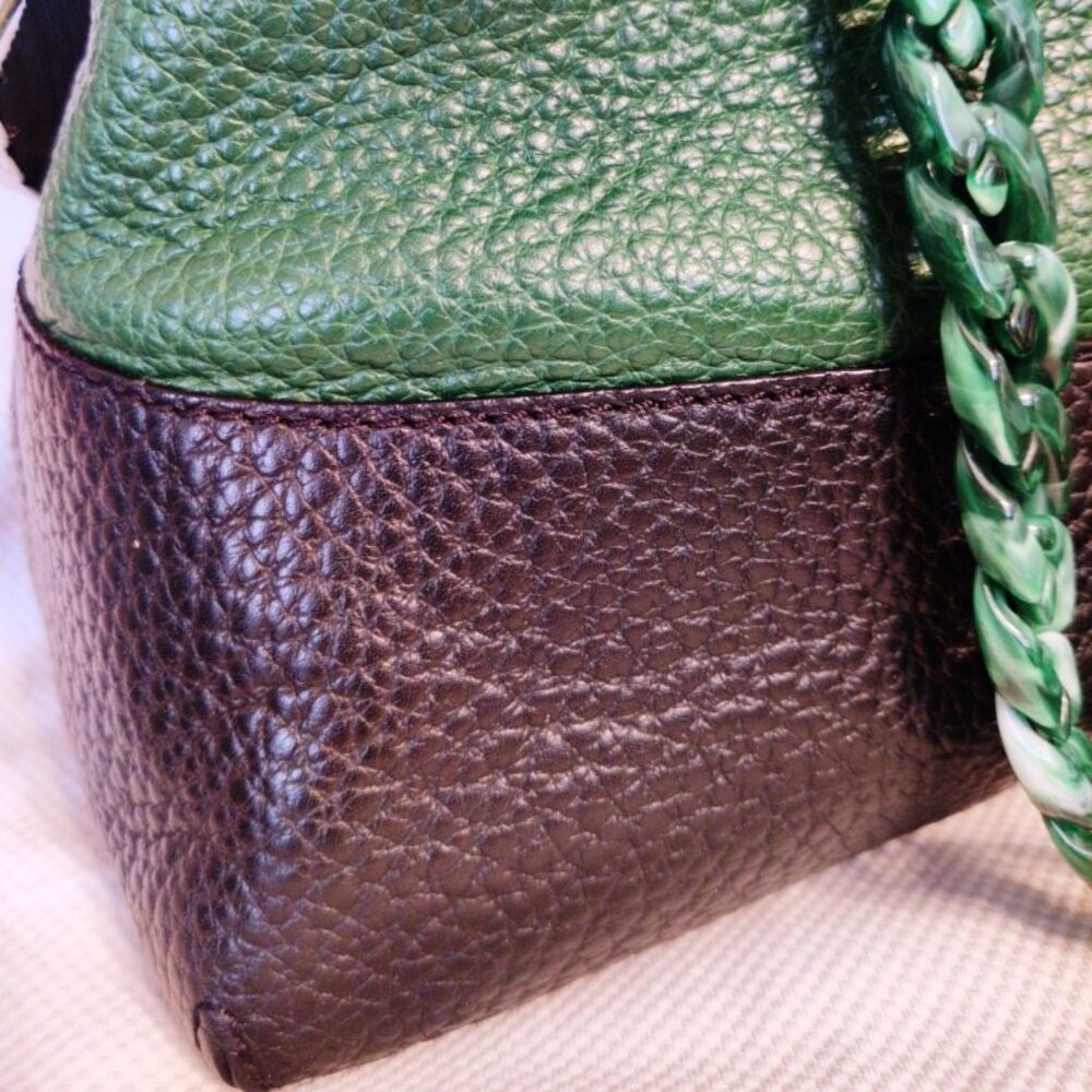 Kate Spade Lg Maise Bowler Satchel in Bottle/Black EUC + NEW Coin Purse/Straps - Picture 6 of 15